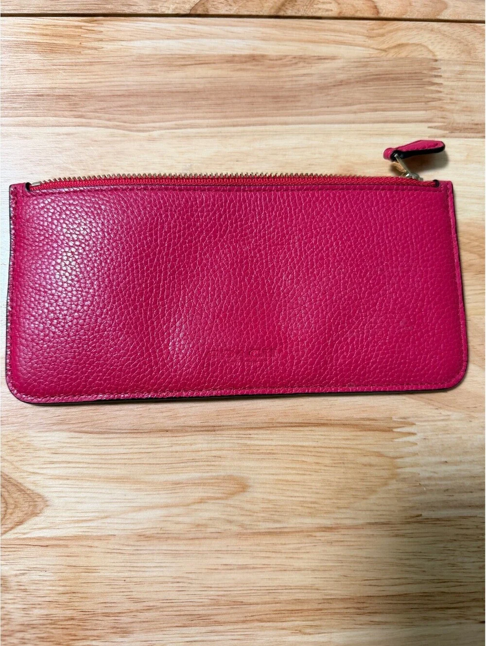 Coach Pink Leather Zip Wallet with Card Slots